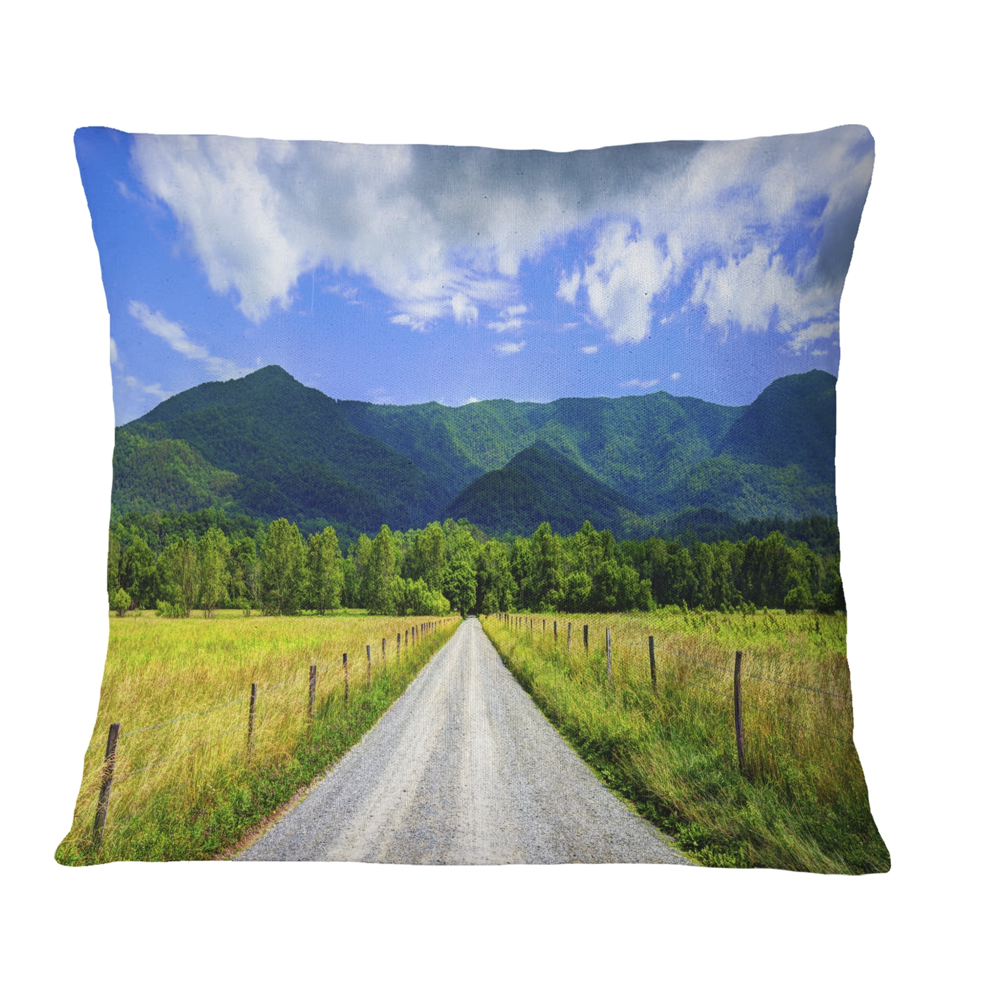Designart Sparks Lane in Cades Cove - Landscape Printed Throw Pillow - 18x18