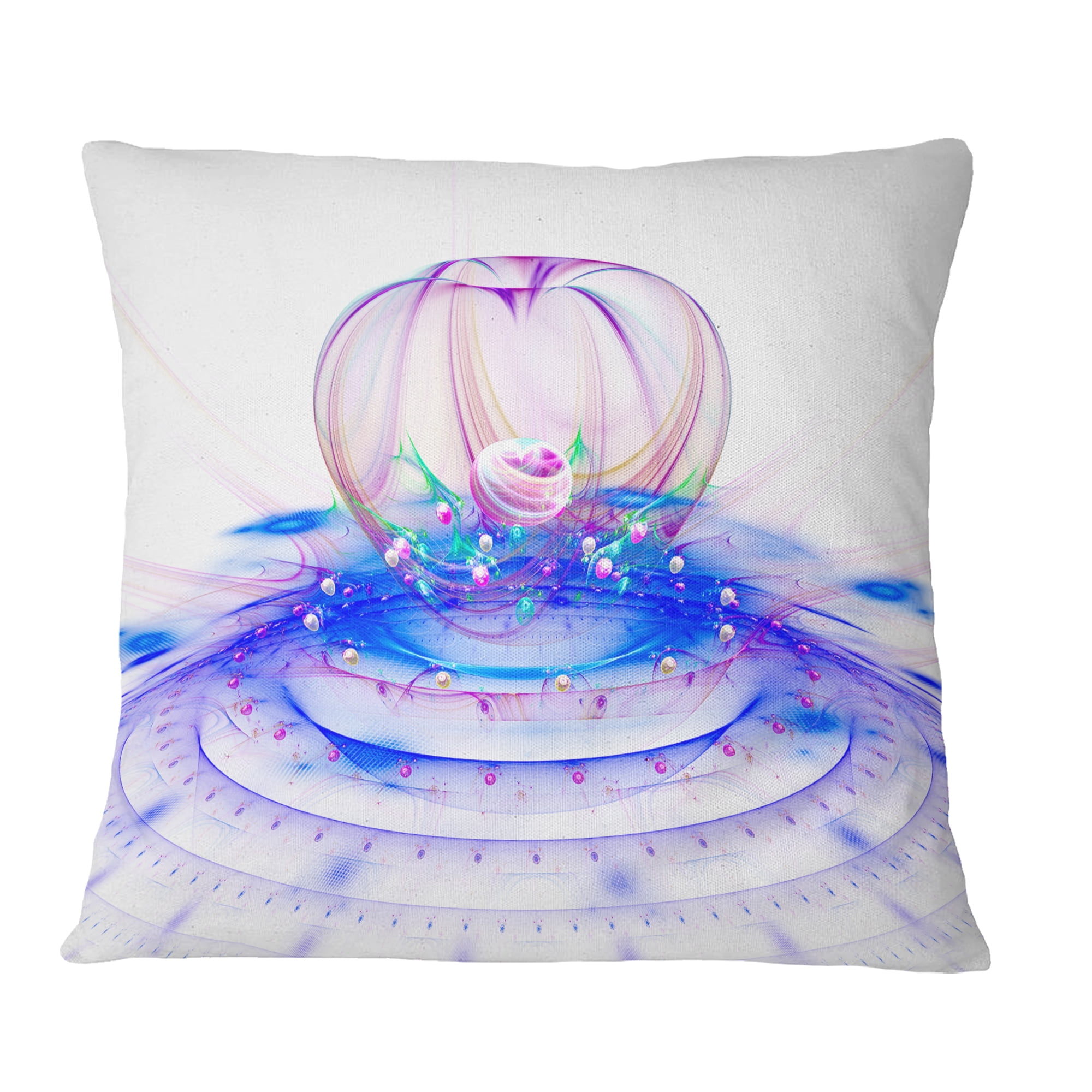 Designart Spectacular Blue 3D Surreal Art - Floral Throw Pillow - 18x18