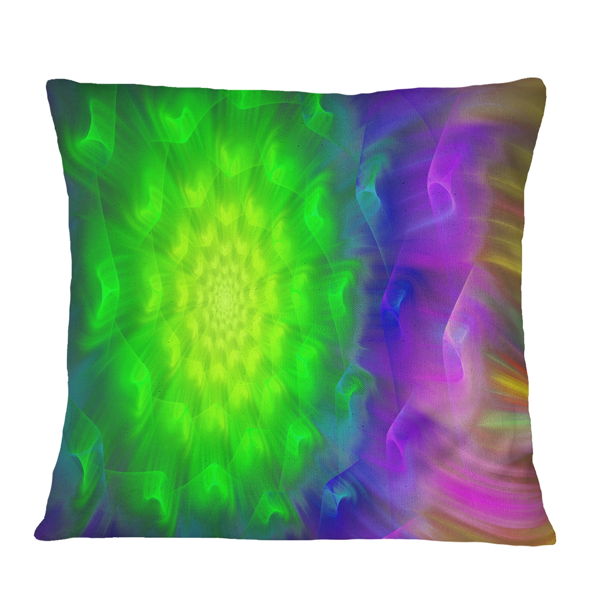 Designart Spectacular Green Dandelion - Floral Throw Pillow - 18x18