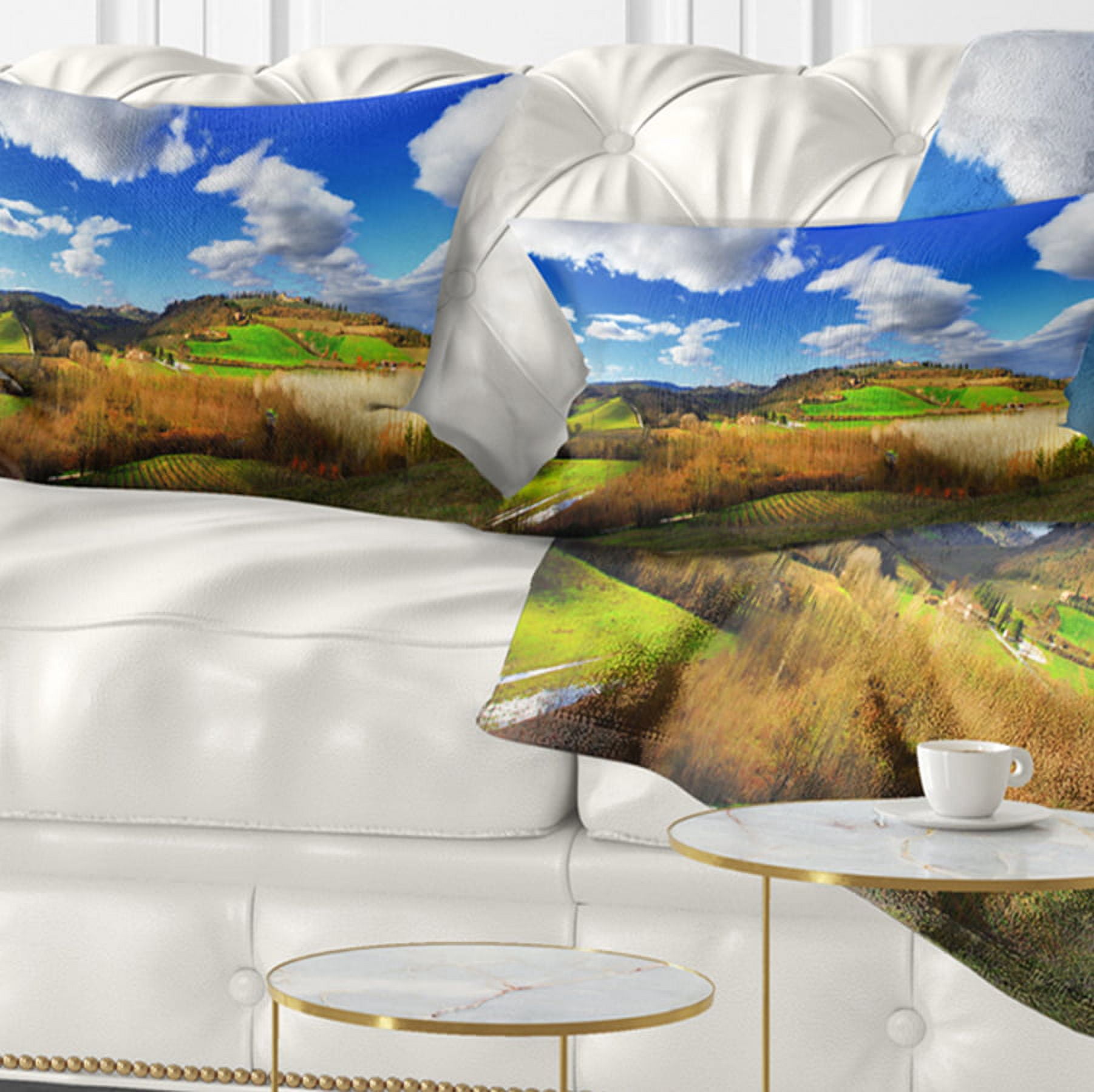 Designart Spectacular Toscana Panorama - Landscape Printed Throw Pillow - 12x20