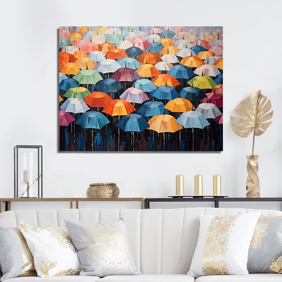 Designart "Spectrum Of Umbrellas I" Sky Canvas Prints