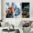 thumbnail image 1 of Designart "Speed Demon on Wheels Semi Truck II" Truck Wall Art Set Of 3 - Multi-Color Truck Gallery Set For Office Decor, 1 of 7