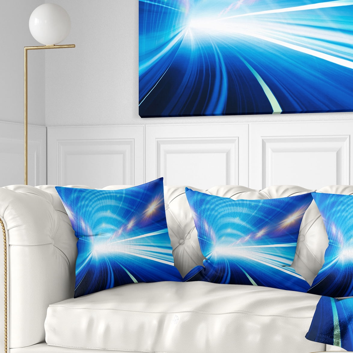Designart Speed Motion in Highway Tunnel - Abstract Throw Pillow - 18x18
