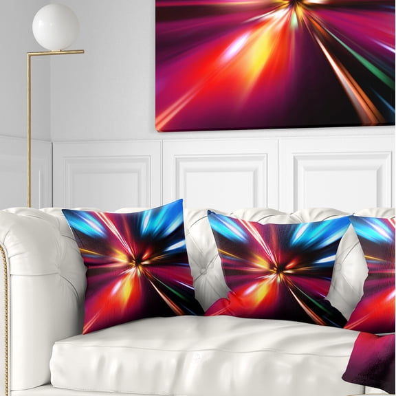 Designart Speed Motion in Night - Abstract Throw Pillow - 18x18