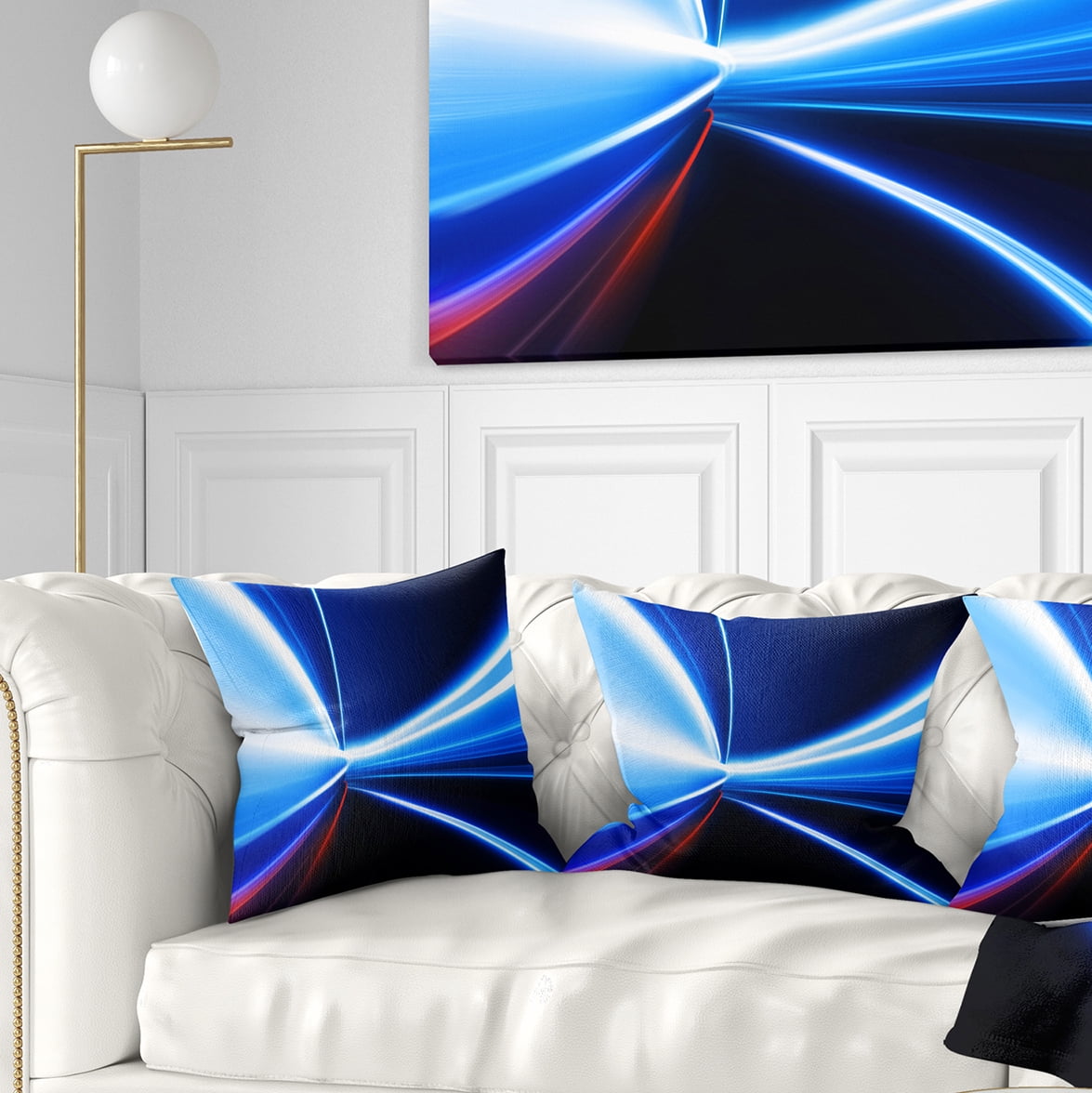 Designart Speed on Night Road - Abstract Throw Pillow - 18x18