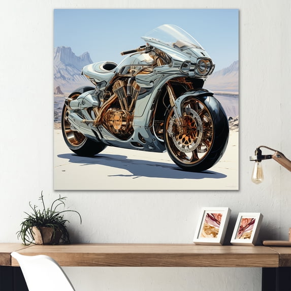 Designart "Speedster From The Future" Motorcycle Canvas Art Print