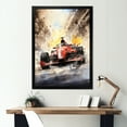thumbnail image 1 of Designart "Speedy Formula One Car on Speedway I" Architecture Framed Wall Art - Modern Red Race Tracks Entryway Framed Wall Art Print, 1 of 6
