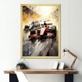 thumbnail image 1 of Designart "Speedy Formula One Car on Speedway IV" Architecture Framed Wall Art - Modern Red Race Tracks Entryway Framed Wall Art, 1 of 6