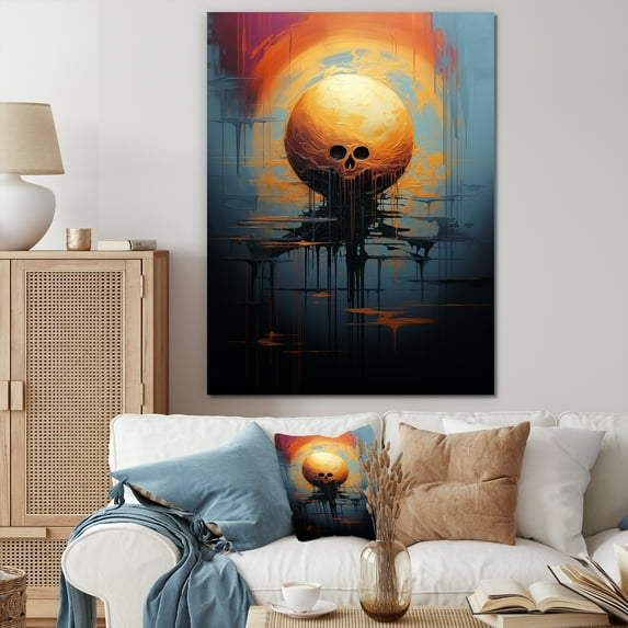 Designart "Sphere in Motion Yellow and Grey II" Abstract Canvas Wall Art - Modern Yellow Abstract Shapes Hallway Wall Art Decor