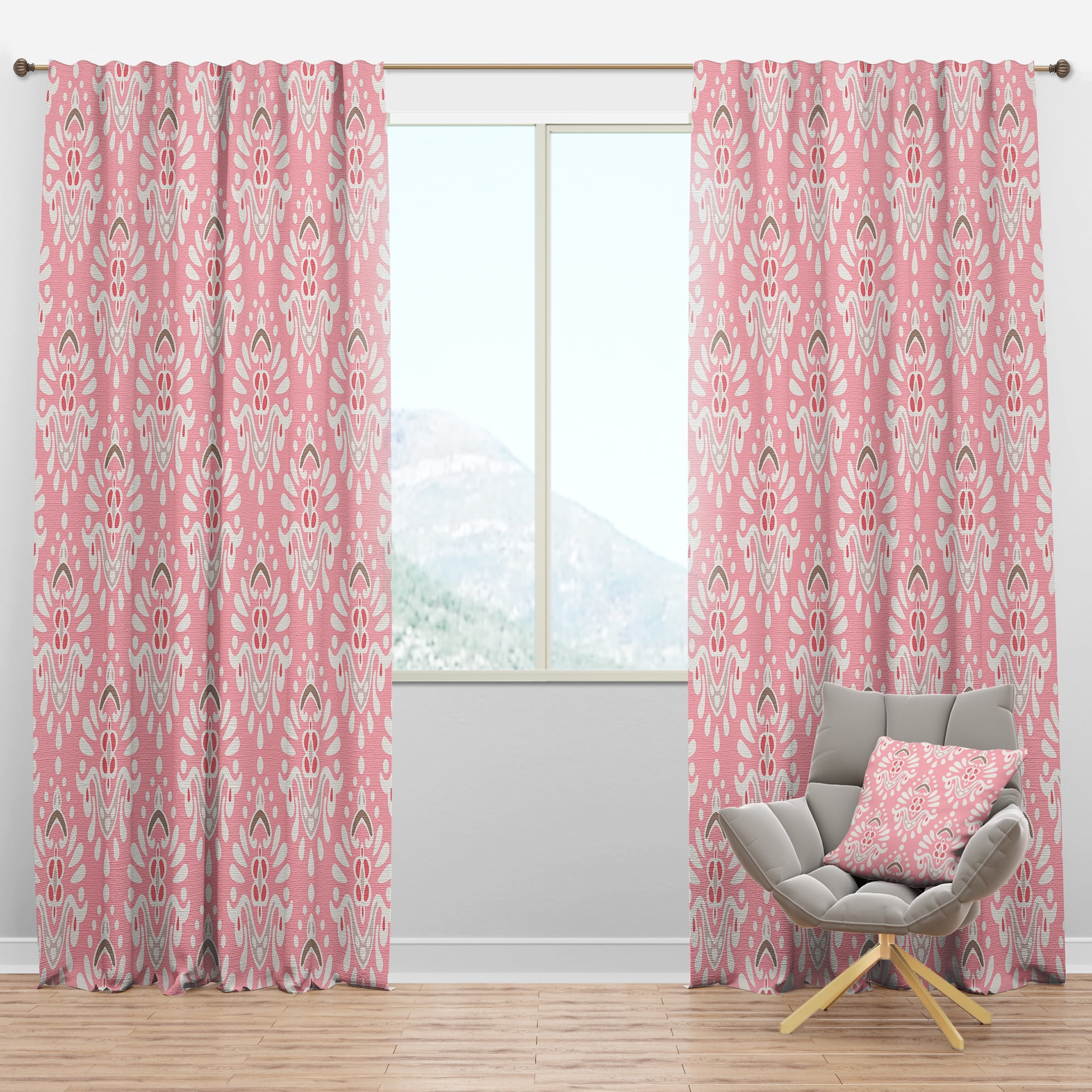 Designart 'Spheres Pink II' Rustic Blackout Curtain Panel
