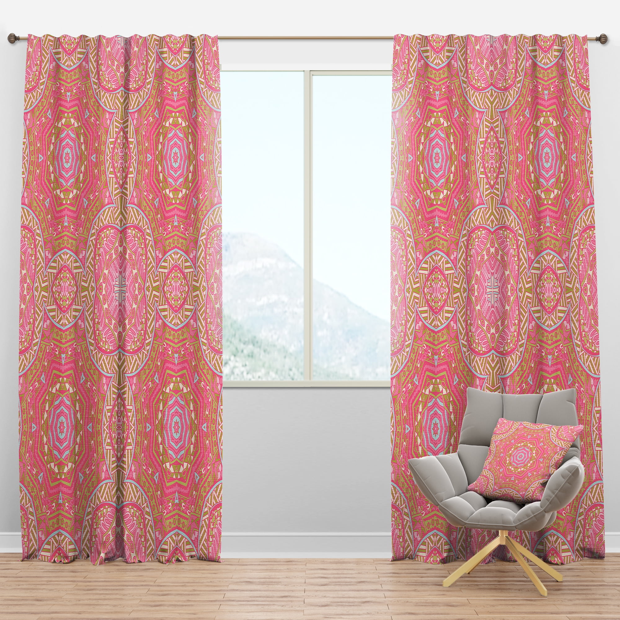 Designart 'Spheres Pink IV' Bohemian & Eclectic Blackout Curtain Panel