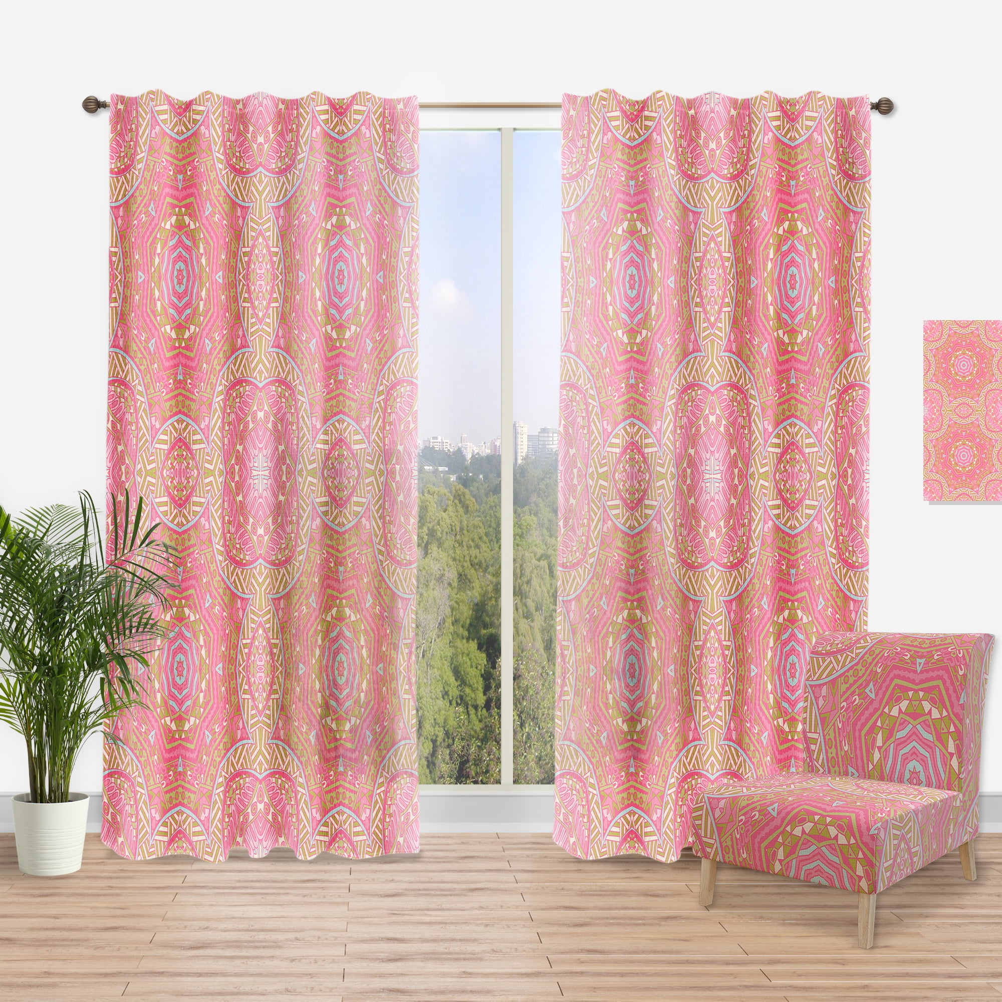 Designart 'Spheres Pink IV' Bohemian & Eclectic Curtain Panel