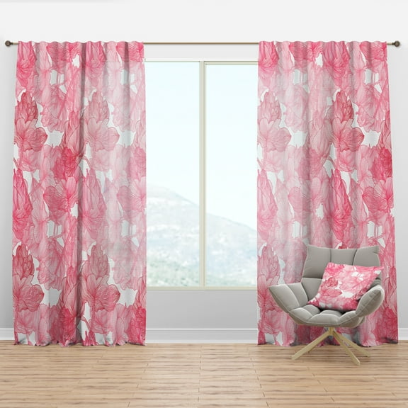 Designart 'Spheres Pink IX' Floral Curtain Panel