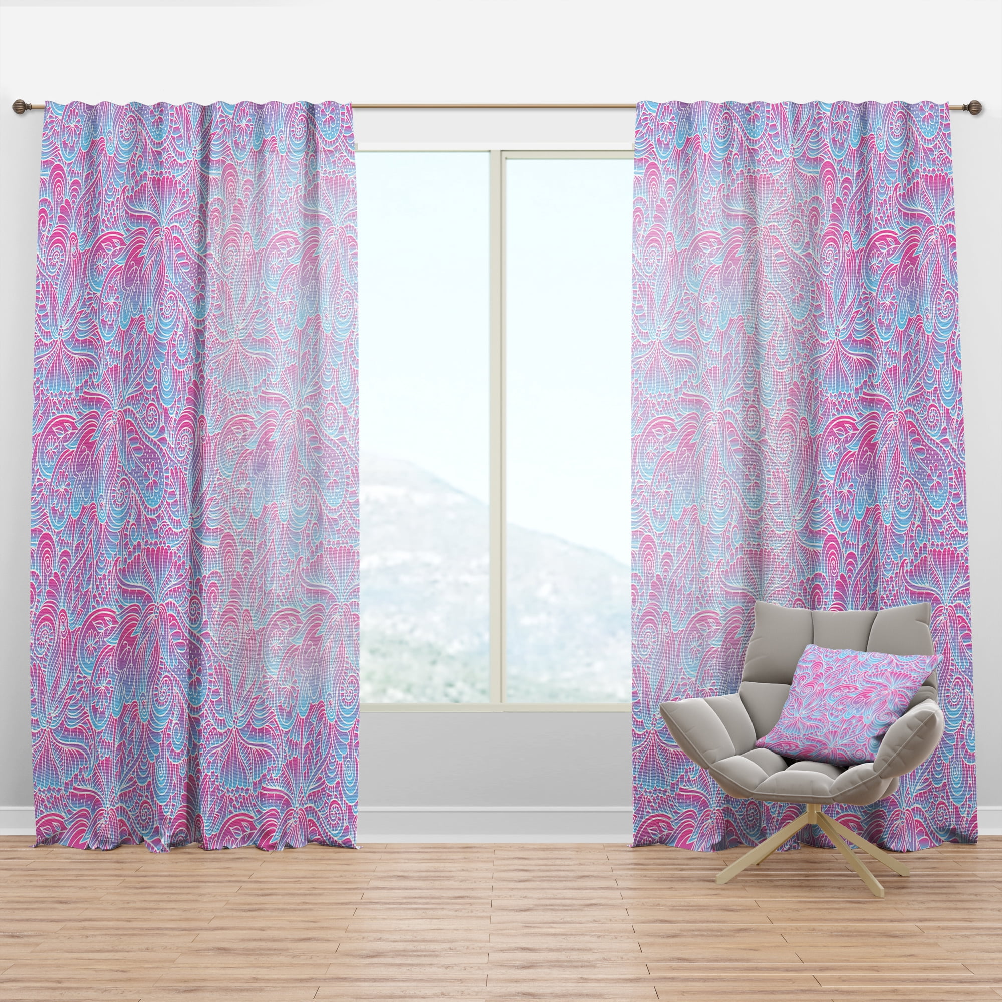 Designart 'Spheres Pink VII' Bohemian & Eclectic Curtain Panel