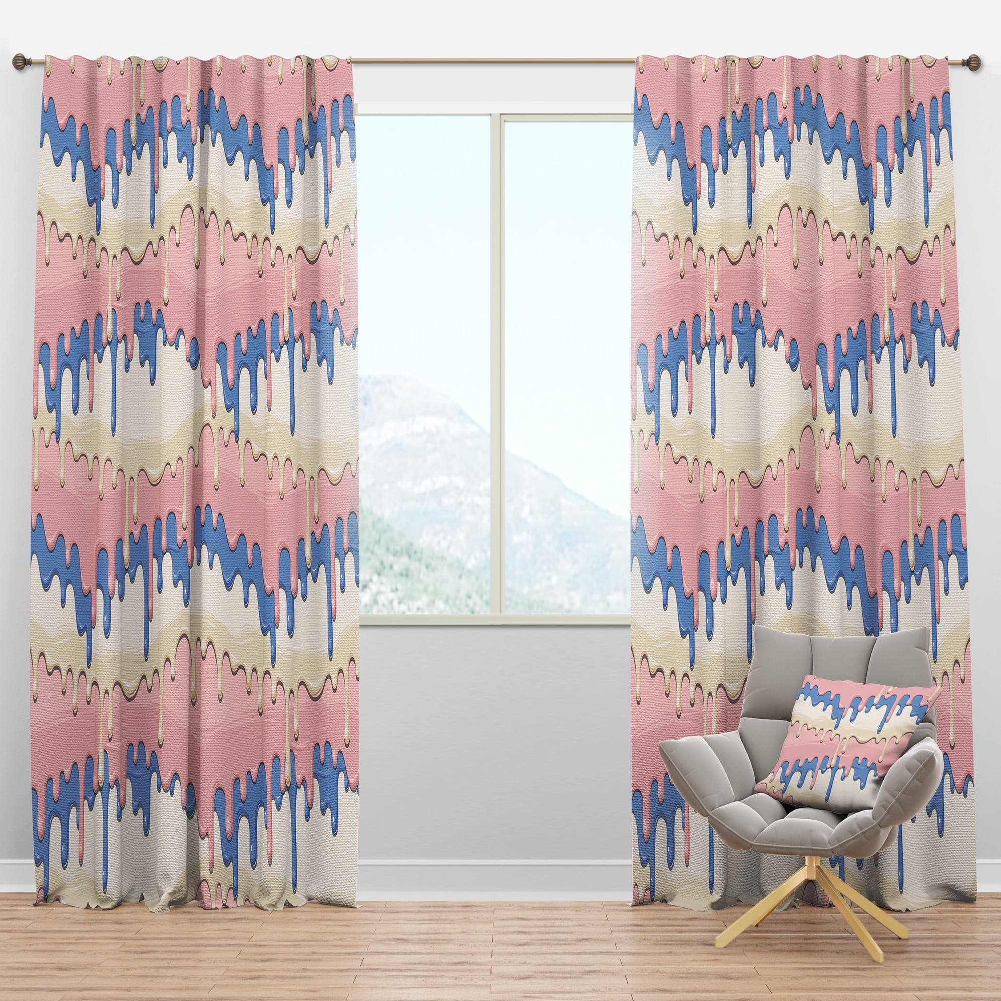 Designart 'Spheres Pink X' Mid-Century Modern Blackout Curtain Panel