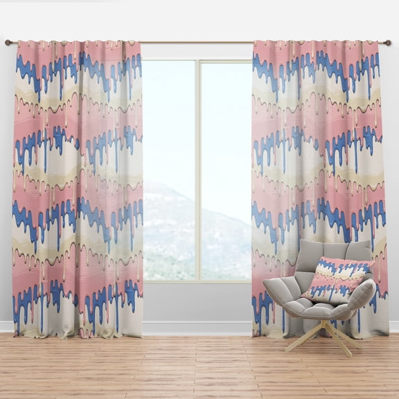 Designart 'Spheres Pink X' Mid-Century Modern Curtain Panel