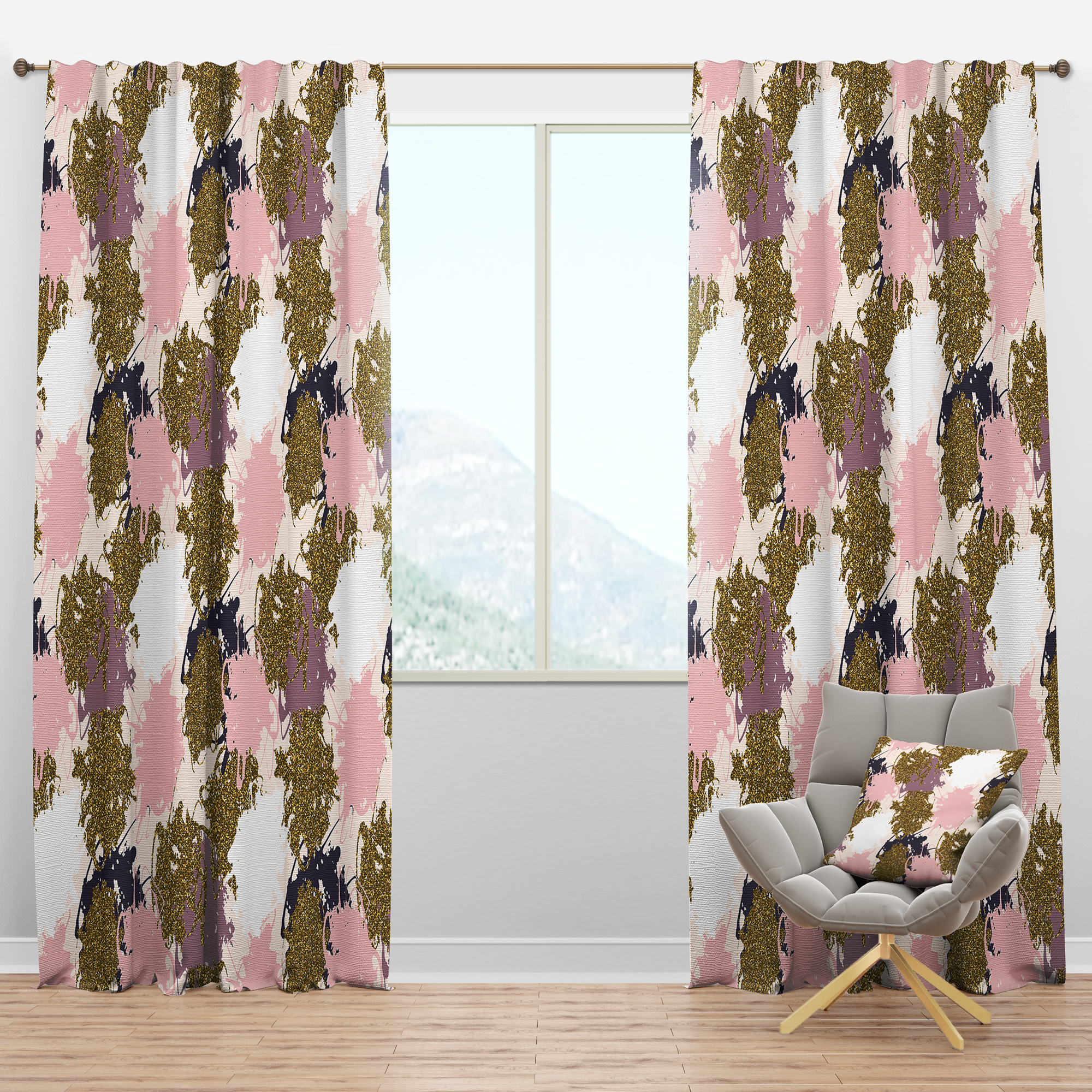 Designart 'Spheres Pink XI' Modern & Contemporary Blackout Curtain Panel