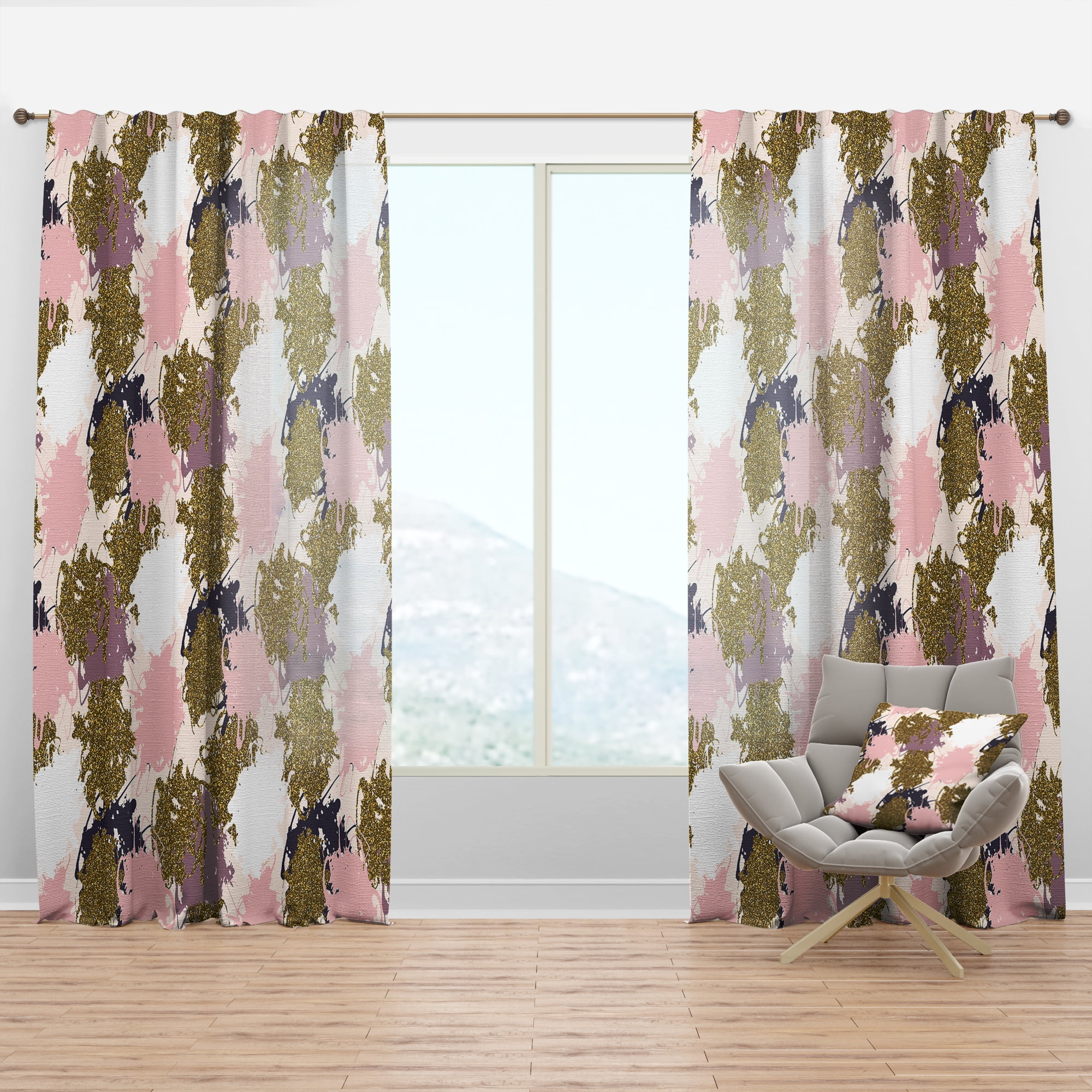 Designart 'Spheres Pink XI' Modern & Contemporary Curtain Panel