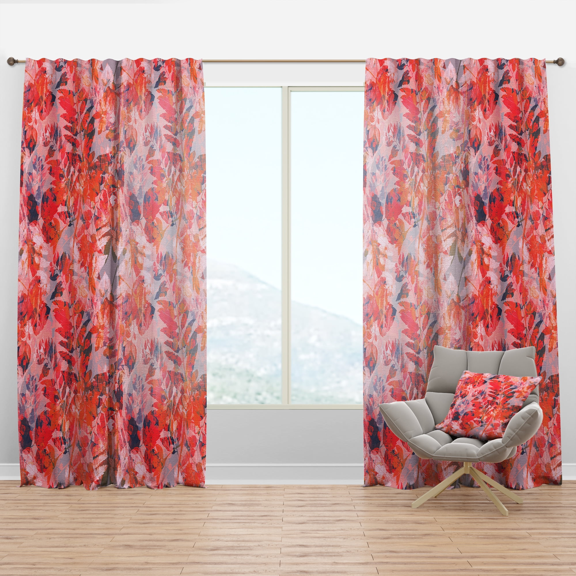 Designart 'Spheres Pink XII' Floral Curtain Panel