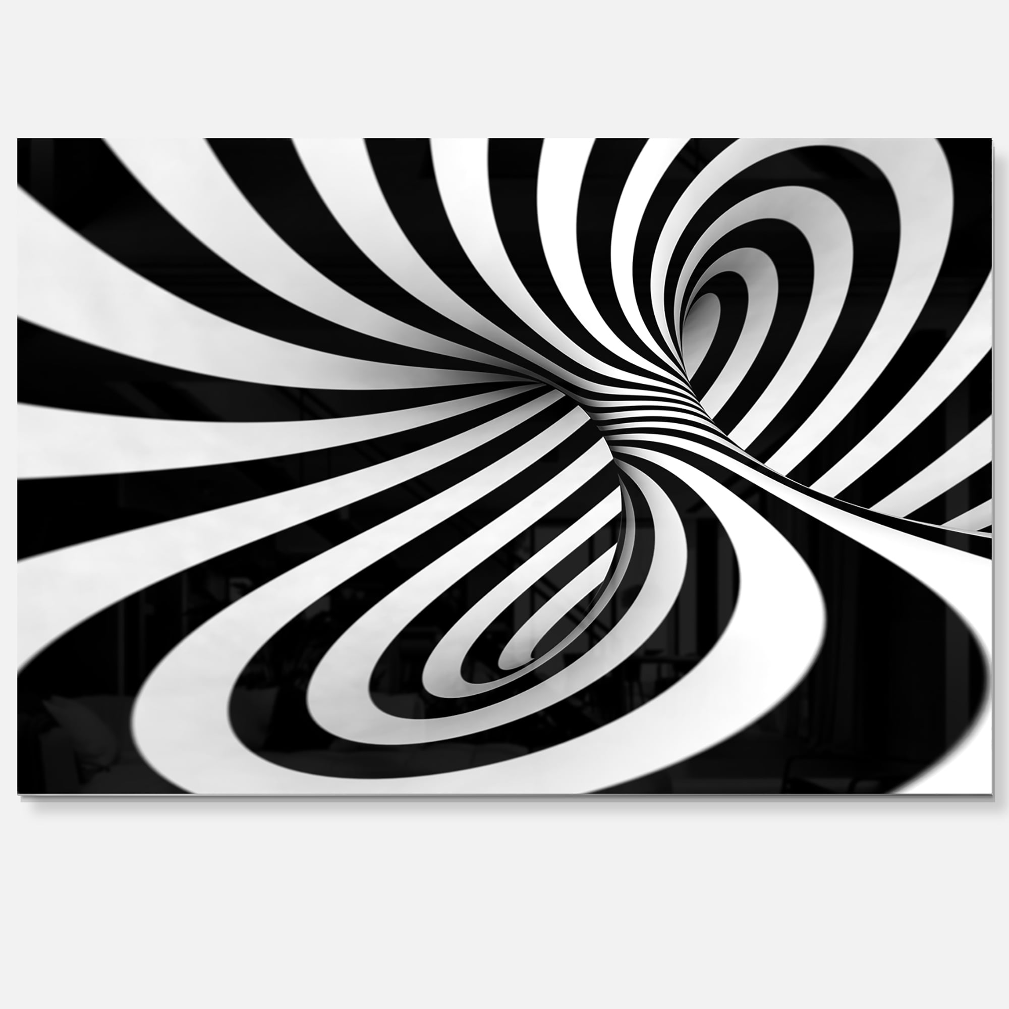 Designart 'Spiral Black n White' Metal Wall Art