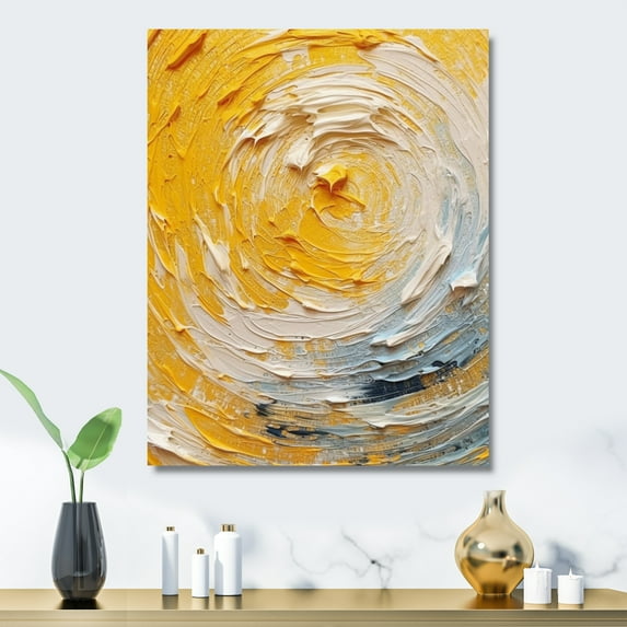 Designart "Spiral Harmony Yellow Cream Expression" Abstract Spirals Metal Wall Art Prints