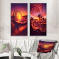 thumbnail image 1 of Designart "Spiral Land Art Vibrant Pink Sunset VI" Storms Framed Wall Art Set Of 2 - Traditional Yellow Gallery Wall Frame Set For Home Decor, 1 of 6