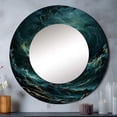 thumbnail image 1 of Designart "Spiral Of Blue Fury Waves" Abstract Spirals Round Mirror Wall Decor Modern - Large Blue Round Office Mirror - Round Mirror - 36" x 36", 1 of 6