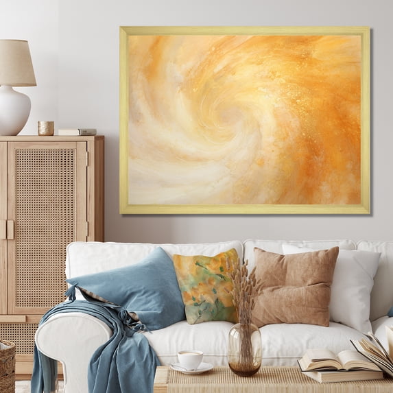 Designart "Spiral Of Champagne Sunrise" Abstract Spirals Picture Framed Canvas Prints