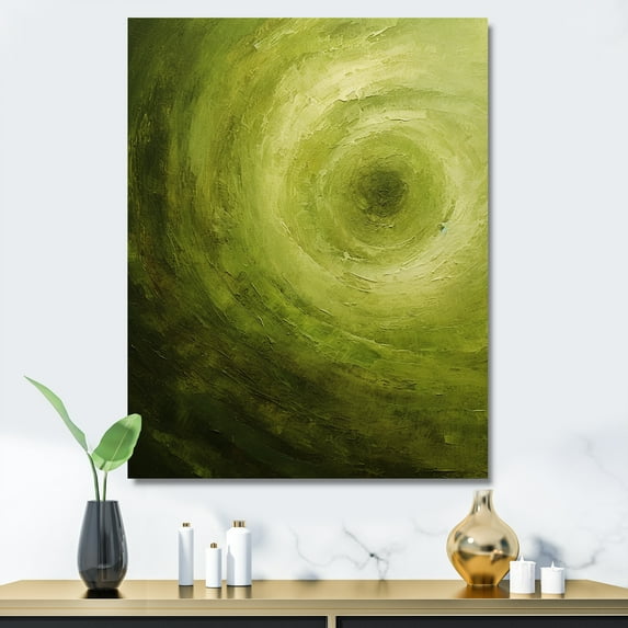 Designart "Spiral Of The Green Orbit I" Abstract Spirals Canvas Wall Art
