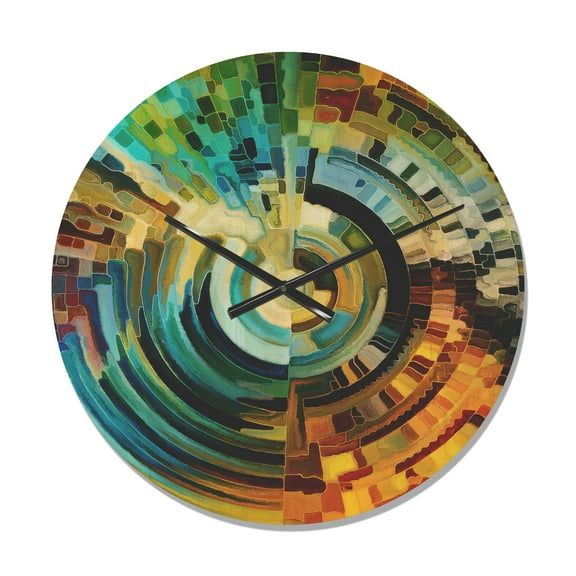 Designart 'Spiral Paths of Stained Glass' Modern Wood Wall Clock
