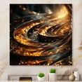 thumbnail image 1 of Designart "Spiral in Bright Gold and Black I" Abstract Wall Art - Modern Gold Abstract Spirals Hallway Wall Art Decor, 1 of 6
