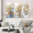 thumbnail image 1 of Designart "Spiraling Amidst Opulent Fractals In Gold And White V" Fractals Wall Art Set Of 3 - Transitional Gold Gallery Set For Office Decor, 1 of 6