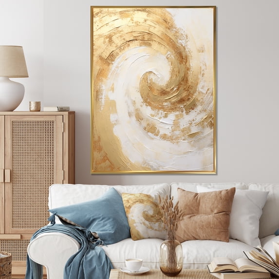Designart "Spiraling Energy In Ebullience I" Abstract Spirals Floater Framed Wall Art Living Room