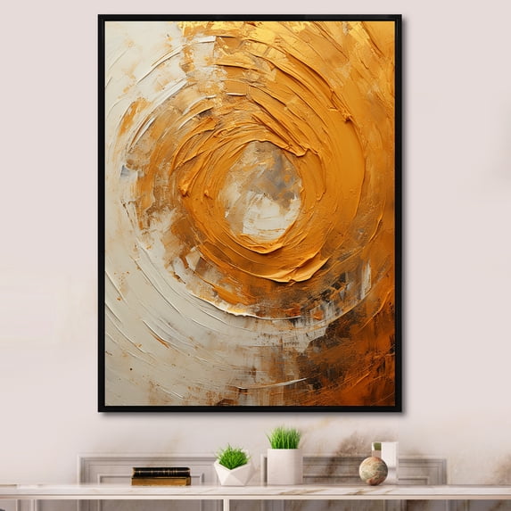 Designart "Spiraling In Golden Lemon Zest I" Abstract Spirals Floater Framed Canvas Prints