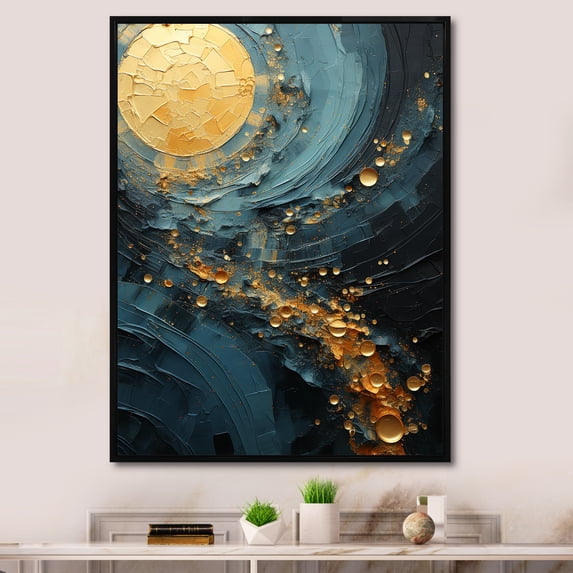 Designart "Spiraling In Golden Twilight" Abstract Spirals Floater Framed Canvas Prints