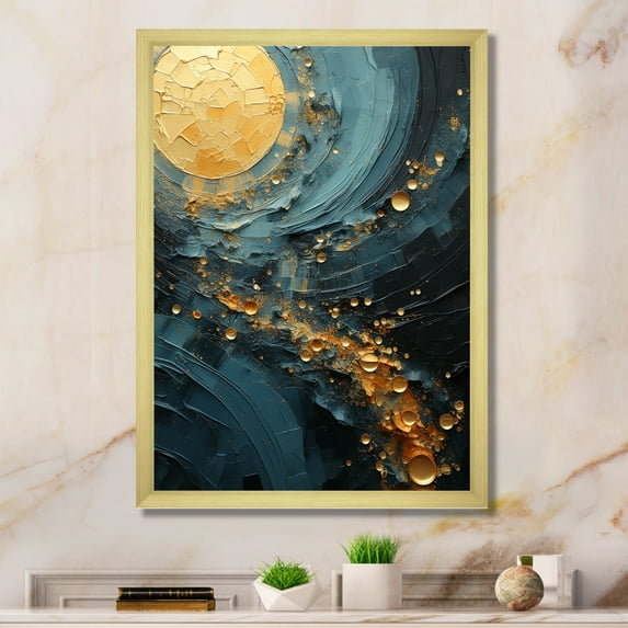Designart "Spiraling In Golden Twilight" Abstract Spirals Picture Framed Canvas Prints