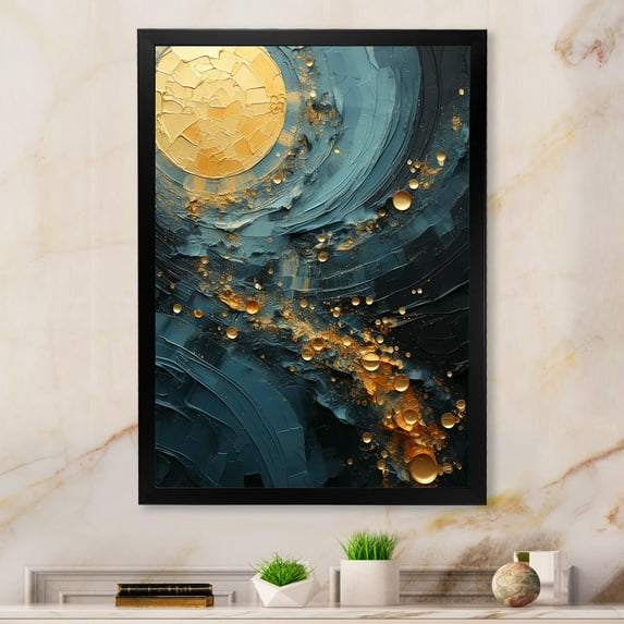 Designart "Spiraling In Golden Twilight" Abstract Spirals Picture Framed Canvas Prints