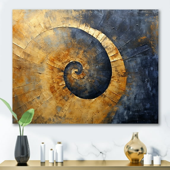 Designart "Spiraling In Golden Twilight II" Abstract Spirals Canvas Art Print