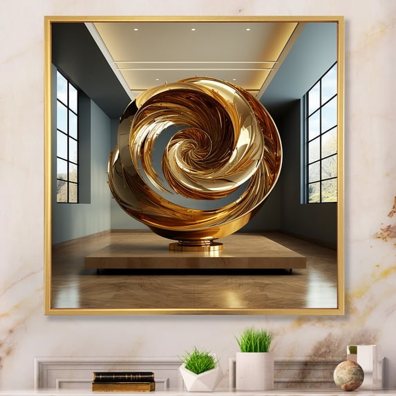 Designart "Spiraling In The Golden Ratio" Abstract Spirals Floater Framed Canvas Prints