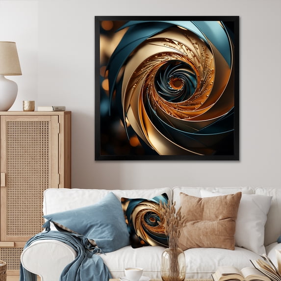 Designart "Spiraling In The Golden Ratio I" Abstract Spirals Picture Framed Wall Decor