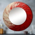 thumbnail image 1 of Designart "Spiraling Red And White Whimsical Whirl" Abstract Spirals Red Large Round Mirror - Round Office Mirror Wall Decor - Modern Round Printed Mirror - 29" x 29", 1 of 6