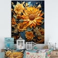 thumbnail image 1 of Designart "Spiraling Sunflowers in Blue & Yellow II" Floral Canvas Wall Art - Traditional Yellow Sunflowers Entryway Wall Art Print, 1 of 6