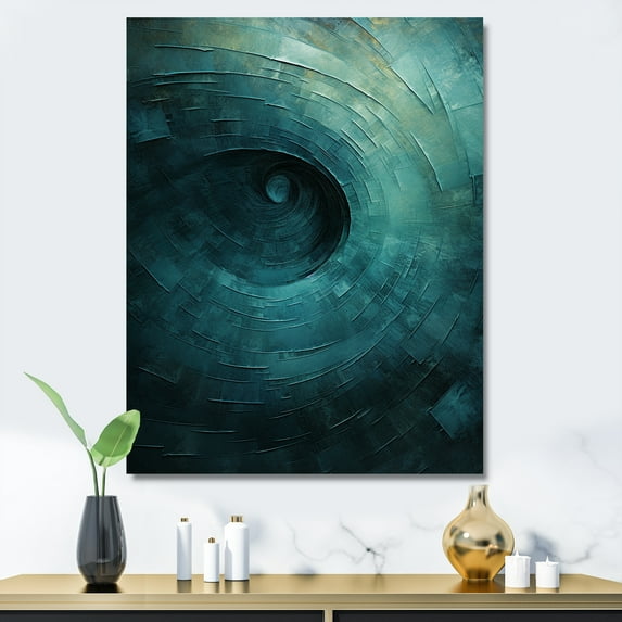 Designart "Spiraling Tranquil Teal Twist I" Abstract Spirals Wall Art Prints