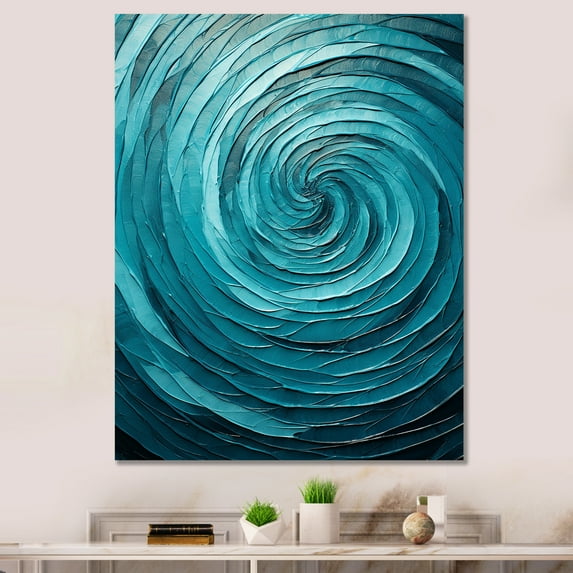Designart "Spiraling Tranquil Teal Twist II" Abstract Spirals Wall Art Living Room