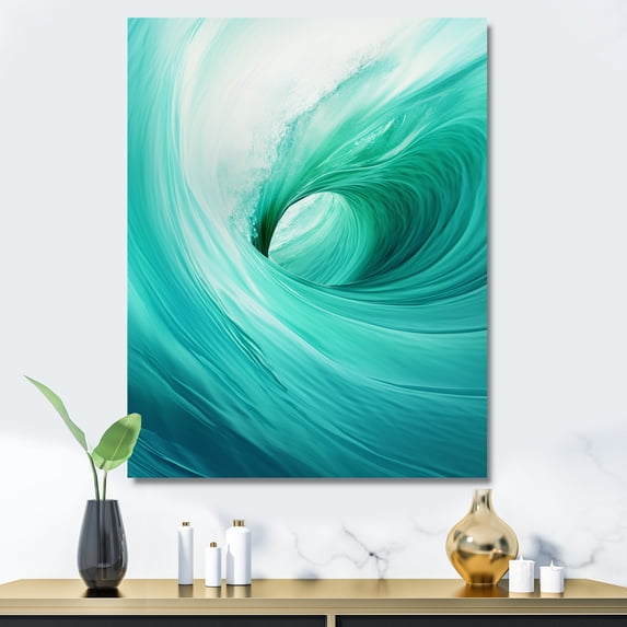 Designart "Spiraling Turquoise Wondrous Wave" Abstract Spirals Canvas Prints