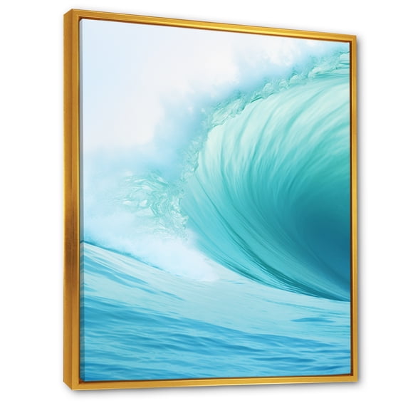 Designart "Spiraling Turquoise Wondrous Wave I" Abstract Spirals Floater Framed Wall Decor