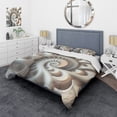 thumbnail image 1 of Designart "Spiraling White Fractals II" Modern Geometric Bedding Covert Set - Abstract Geometric White Abstract Bed Set With 2 Shams, 1 of 6