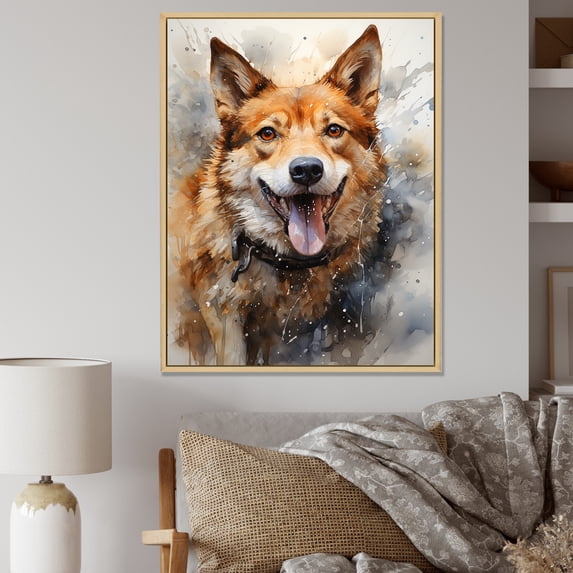 Designart "Spirit Of The Shiba Inu" Animals Dog Floater Framed Wall Art Living Room