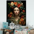 thumbnail image 1 of Designart "Spirit of Frida in Mexican Woman's Photo III" People Framed Wall Art - Global Green Mexican Art Bedroom Framed Canvas Wall Art, 1 of 6