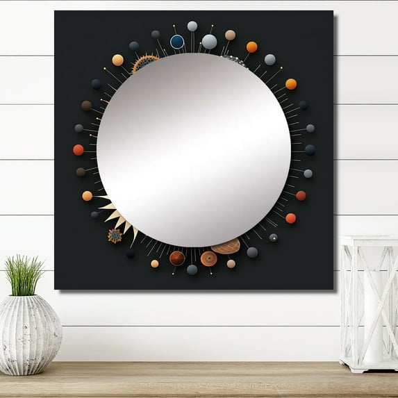 Designart "Spiritual Geometry Abstract Spirituality V" Modern Geometric Square Mirror For Wall Decor - Large Multicolor Square Printed Wall Mirror Art - Wall Mounted Square Large Mirror
